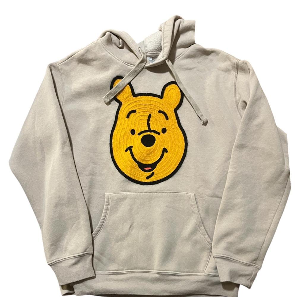Disney Winnie The Pooh Hoodie Womens Small Beige Soft Long Sleeve Knitted Face
